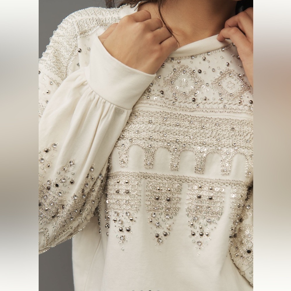 PILCRO ANTHROPOLOGIE RHINESTONE SWEATSHIRT 1X - Picture 4 of 6